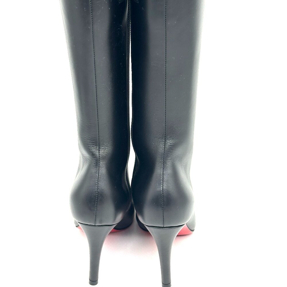 Christian Louboutin Black Knee-High Leather Stiletto Boots - Picture 11 of 15